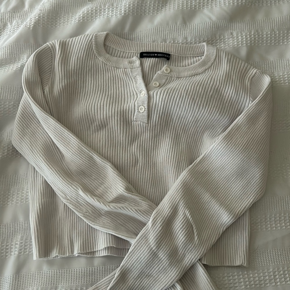 brandy cropped white longsleeve